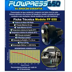 Pressurizador Inverter Megapress FLOWPRESS 650 650W 220V Mono Até 3 banheiros