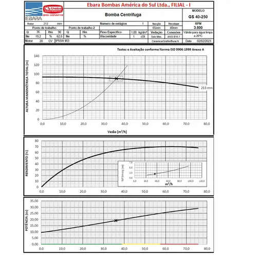 Bomba Thebe GSD-40/250 20,0CV 220/440V Trifásica