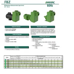 Bomba Famac FBZ20 4,0CV Monofásico 220/440V Rotor 120mm