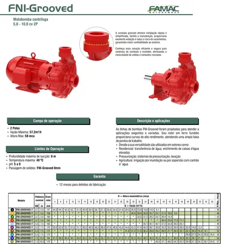 Bomba Incêndio Famac FNI-GROOVED 10CV Trifásica Rt 170mm