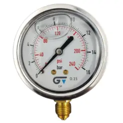 Manômetro Com Glicerina BSP 1/4" Genebre 0 À 16 BAR