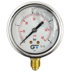 Manômetro Com Glicerina BSP 1/4" Genebre 0 À 4 BAR