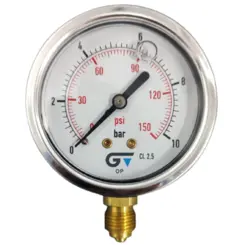 Manômetro Com Glicerina BSP 1/4" Genebre 0 À 10 BAR