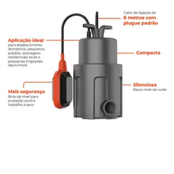 Bomba submersível Lepono STK50F 0,5CV Monofásica 220V