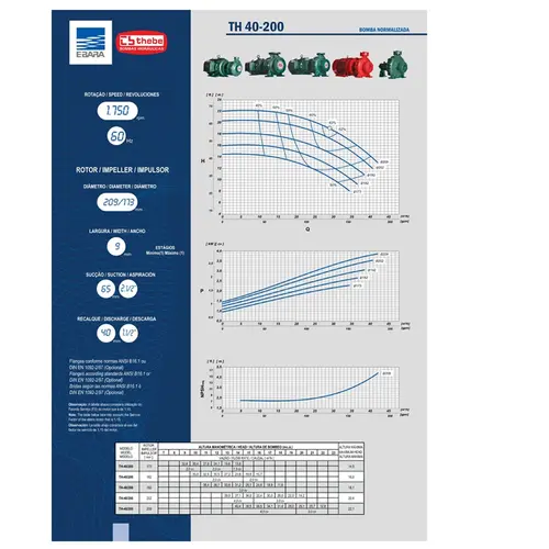 Bomba Thebe TH-10/200 20,0cv Trifásica Rotor 184
