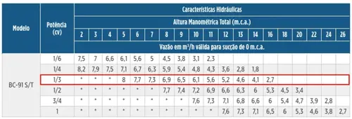 Bomba Schneider BC-91S 0,33CV 220V Monofásica