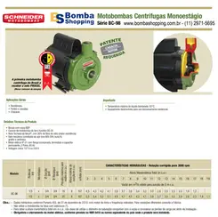 Bomba Schneider BC-98 0,33CV 220V Monofásica