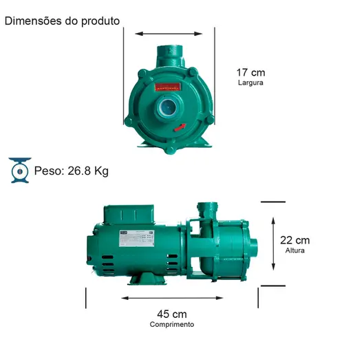 Bomba Multiestágio Thebe P-11/3 1,5CV 127/220V Monofásica