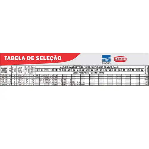 Bomba Thebe THB-13 2,0CV 4V Trifásica