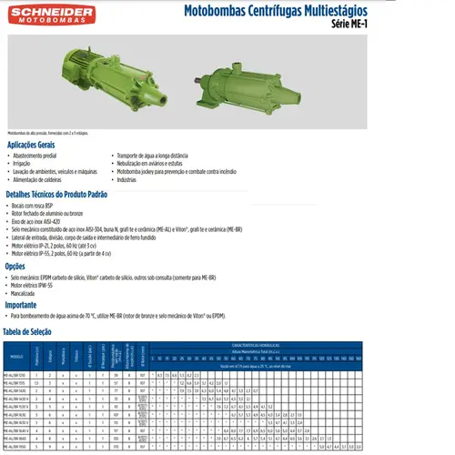 Bomba Multiestágio Schneider ME-BR 1315 1,5CV Mancal