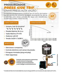 Pressurizador Pressostato Rowa MAX PRESS 410 4,0CV 220V Tri Até 10 banheiros