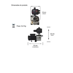 Pressurizador Pressostato Thebe TJET-60 0,50CV 110/220V Mono Até 1 banheiro