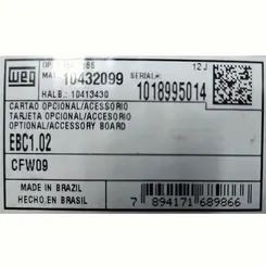 Cartão Opcional WEG Acessório Weg EBC 1.02 CFW-09 Cod. 10432099