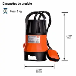Bomba Submersível Drenagem Thebe TSP-550W 550W 220V Mono