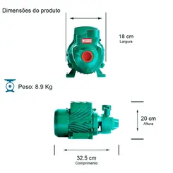 Bomba Periférica Thebe TP-80 1,0CV 127/220V Monofásica