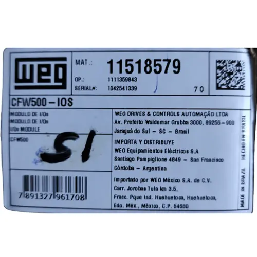 WEG MODULO I/Os CFW500-IOS