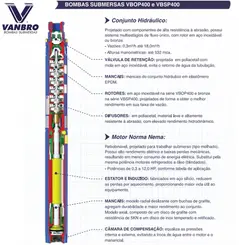 Bomba Submersa Vanbro VBOP-44 2,5CV 380V Trifásica