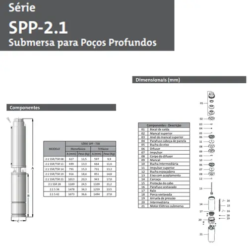 Bomba Caneta Dancor 2.1-SSR-28 3,0CV 220V Trifásica