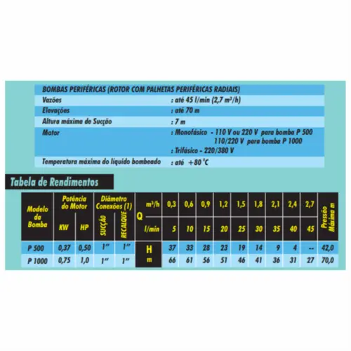 Bomba KSB Hydrobloc P 1000 1,0CV 127/220V Monofásica
