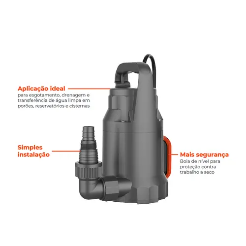 LEPONO BOMBA SUBMERSIVEL AGUA LIMPA XKS-410PL 0.5 HP MON 220V