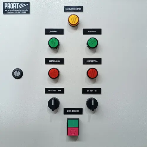 Painel de Comutação Automática Profit para 2 Motores de 10 CV, 380 V Trifásico, com Partida Direta, Extravasão e Proteção 11–17 A
