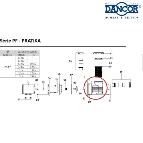 Corpo Pré-Filtro Dancor Pf-17 1/4cv a 1cv