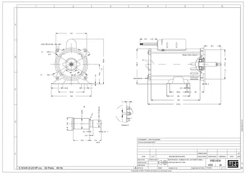Motor Elétrico Jet Pump WEG Para Bomba 0,25CV 110/220V Mono