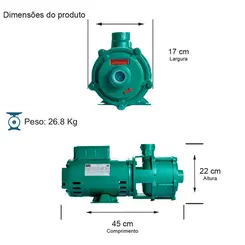 Bomba Multiestágio Thebe P-11/3 1,5CV 127/220V Monofásica