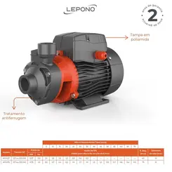 Bomba Periférica Lepono APm37 0,50CV 220V Monofásica