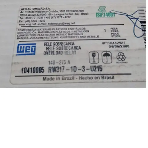 Rele Sobrecarga Weg Rw317-1d3-U215 140. . .215a Tripolar Cód. 10410005