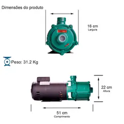 Bomba Multiestágio Thebe P-11/4 2,0CV 127/220-254V Mono