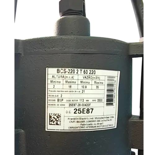 Bomba Submersível Esgoto Schneider BCS-220 2,0CV 440V Tri