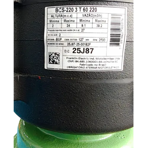 Bomba Submersível Esgoto Schneider BCS-220 3,0CV 220V Tri