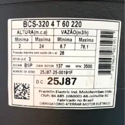 Bomba Submersível Esgoto Schneider BCS-320 4,0CV 440V Tri