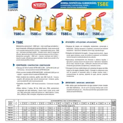 Bomba Submersível Esgoto Thebe TSBE-300 1,0CV 220V Trifásica