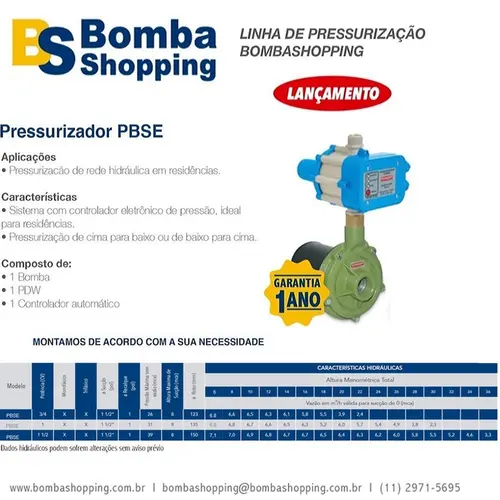 Pressurizador Pressostato Profit PBSE 0,75CV 220V Mono Até 3 banheiros