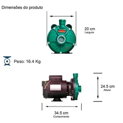 Bomba Thebe TH-16 1,5CV 110/220V Monofásica