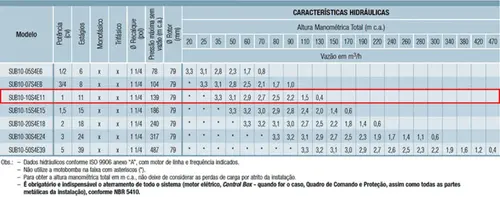 Bomba Palito Schneider SUB10-10S4E11 1,0CV 230V Tri