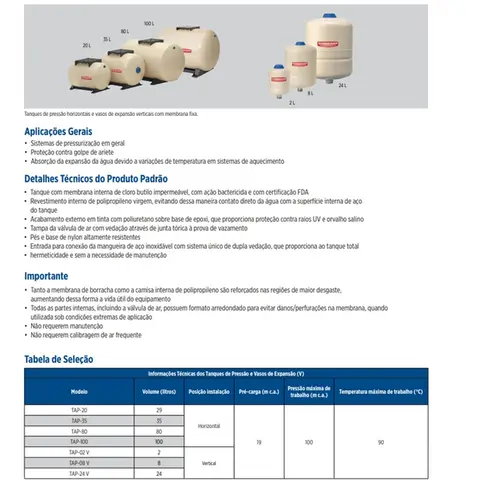 Tanque de Expansão Vertical Schneider TAP -02V 2 Litros