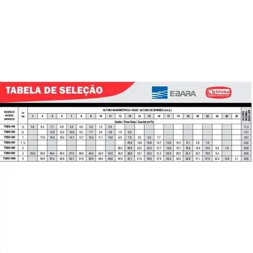 Bomba Submersível Drenagem Thebe TSBD-450 1,5CV 380V Tri